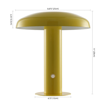 Suillius 11" Contemporary Bohemian Rechargeable/Cordless Iron Integrated LED Mushroom Table Lamp
